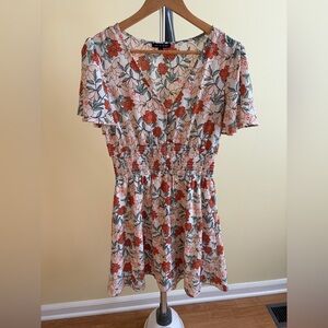 As U Wish Floral Mini Dress with Red and Green